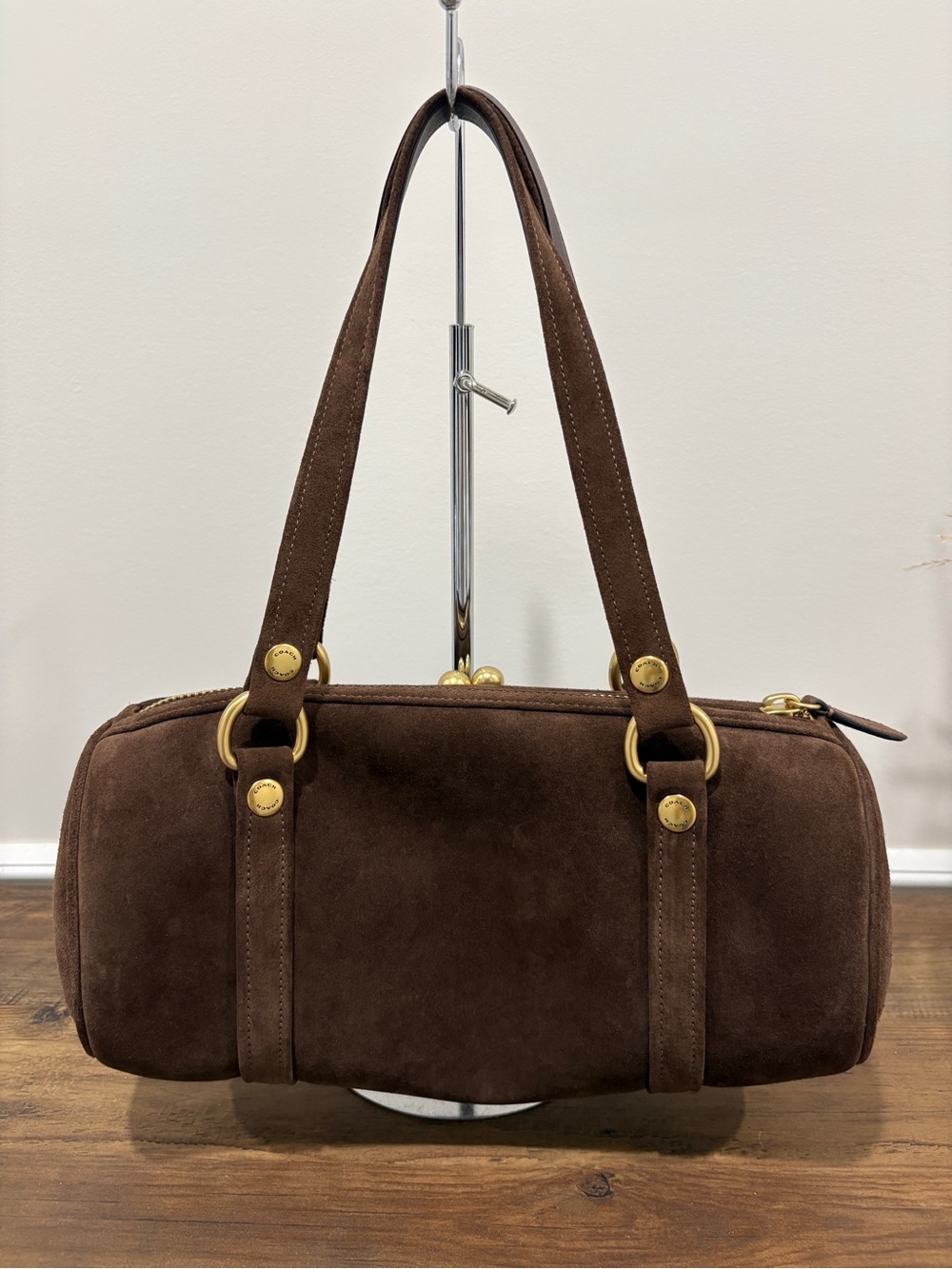 Coach kisslock barrel bag chocolate full size - Picture 2 of 6